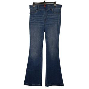Spanx Pull On Elastic Waist Flare Leg Blue Jeans Womens L Large